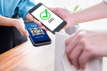 Seamless cashless payments with barcode scanning on smartphone application. Utilizing QR code...
