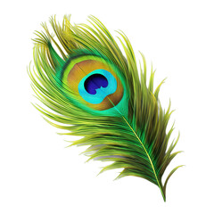 Isolated PNG cut out of a Peacock feather, Generative ai