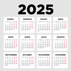 2025 calendario simple - obrazy, fototapety, plakaty