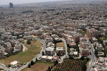 Amman city, Jordan from helicopter - Arabic city