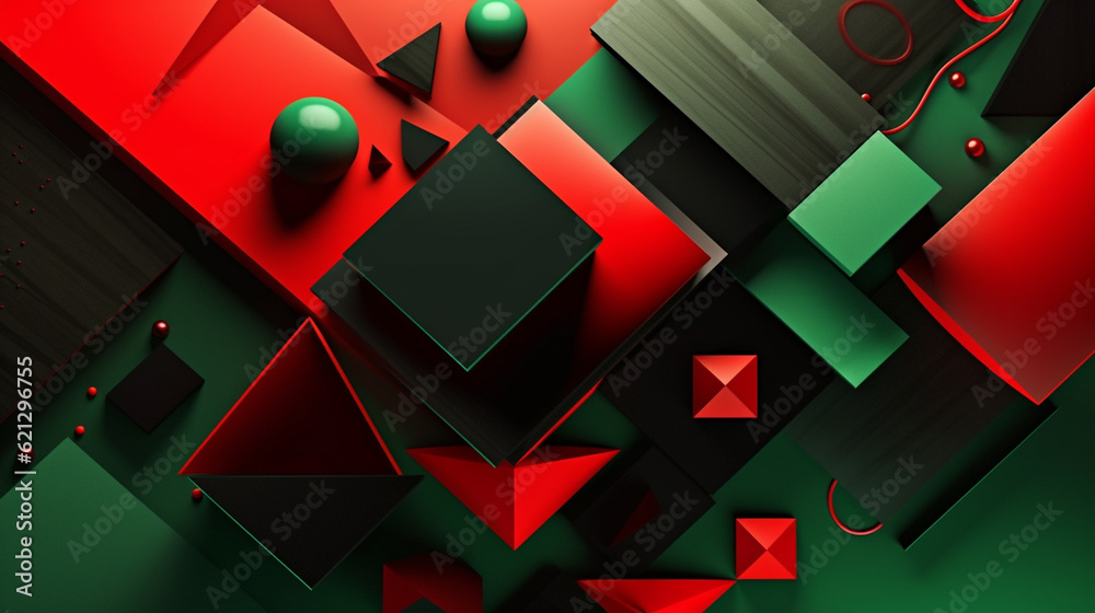 Wall mural 3d illustration of abstract geometric composition, digital art works. generative ai