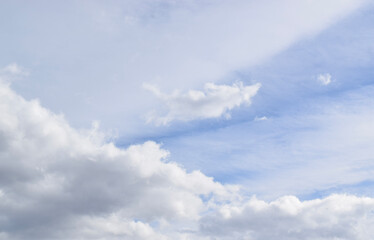 Obraz premium Panorama Blue sky and white clouds. Fluffy cloud in the blue sky background