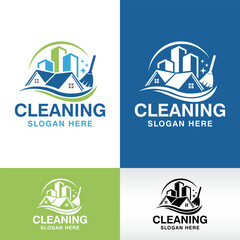 house residential commercial cleaning logo design vector icon symbol template