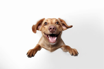 white dog cute fly pet doggy canino jump purebred animal background. Generative AI.