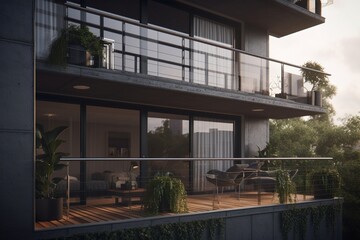 modern balcony, Generative AI