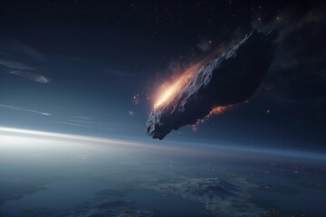 Obraz na płótnie Canvas meteor falling to earth, Generative AI