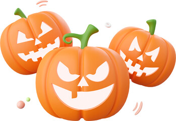 Pumpkin Jack o lantern, Halloween theme elements 3d illustration