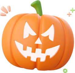 Pumpkin Jack o lantern, Halloween theme elements 3d illustration