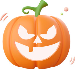 Pumpkin Jack o lantern, Halloween theme elements 3d illustration