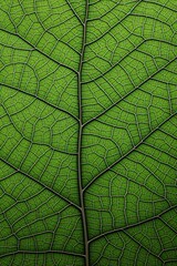 The surface of a green leaf shown up close. (Illustration, Generative AI)