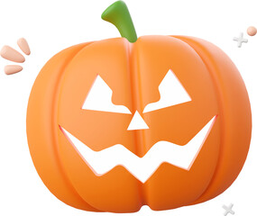 Pumpkin Jack o lantern, Halloween theme elements 3d illustration