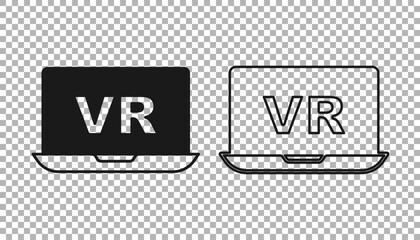 Black Virtual reality icon isolated on transparent background. Futuristic VR head-up display design. Vector