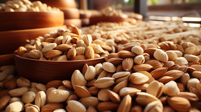 pistachio nuts in a bowl HD 8K wallpaper Stock Photographic Image