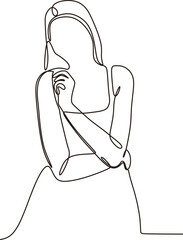 continuous line vector woman standing while stylized