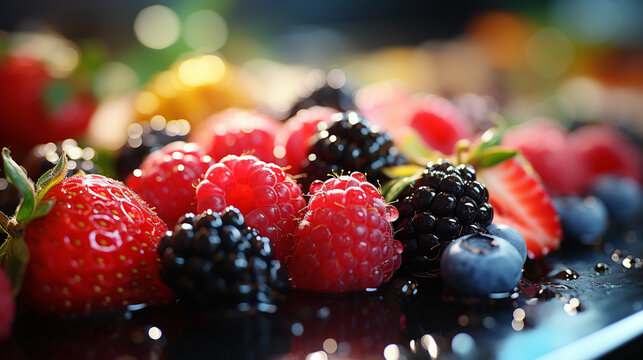 blackberry and raspberry HD 8K wallpaper Stock Photographic Image