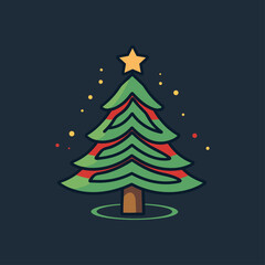 Joyful Evergreen Green Christmas Tree Icon