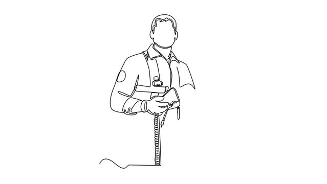 Self drawing animation of one single line draw Army, Air Force and Navy. Military concept. Full length animation illustration. High quality 4k footage.