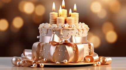 Fototapeta na wymiar cake with candles HD 8K wallpaper Stock Photographic Image