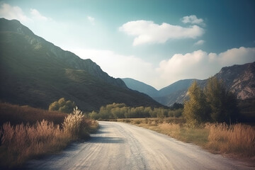 Naklejka premium The rugged mountain road keeps moving forward