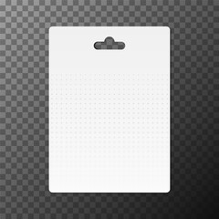 Realistic white gift card isolated on transparent background. Gift card with halftone dots and shadow. Mockup template for sales in stores, price tag. 3d vector illustration