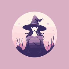 Enigmatic Sorceress Flat Icon, halloween icon