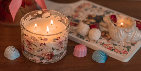 Magical scene, esoteric and wicca concept, fortune telling, witch stuff on a table	