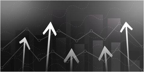 Financial chart with uptrend line and arrows on stock market on gray color background vector illustration