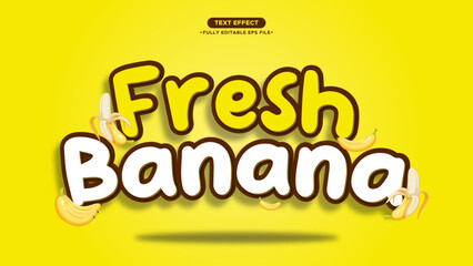 Banana Text Effect with Yellow Background. Editable font and text, can be change 