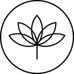 Organic, bio food line icon, outline vector sign, linear style pictogram isolated on white. Leaves in a circle, Lotus flower symbol, logo illustration. Editable stroke