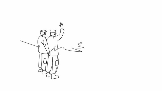 Self drawing animation of one single line draw Army, Air Force and Navy. Military concept. Full length animation illustration. High quality 4k footage.