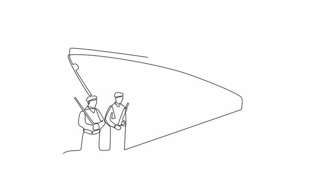 Self drawing animation of one single line draw Army, Air Force and Navy. Military concept. Full length animation illustration. High quality 4k footage.