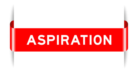 Red color inserted label banner with word aspiration on white background