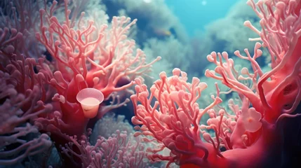 Fototapeten Pink coral reef in the ocean - Generative AI © Alexander