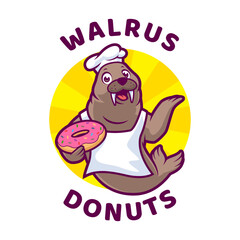 WALRUS CARTOON CHARACTER MASCOT DESIGN