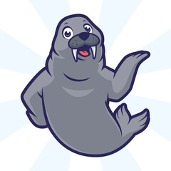 WALRUS CHARACTER CARTOON MASCOT DESIGN