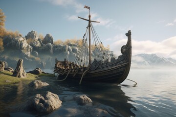 Viking boat, Generative AI