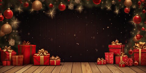 AI Generated. AI Generative. Xmas Christmas New Year holiday celebration traditional family winter time background decoration poster. Graphic Art Illustration