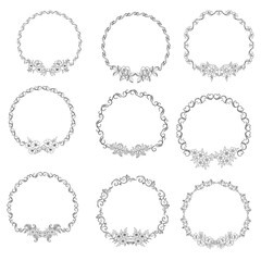 Obraz premium Floral wreaths, big set of floral round frames vector illustration. Perfect for invitations, greeting cards, quotes, blogs, Wedding Frames, posters and more