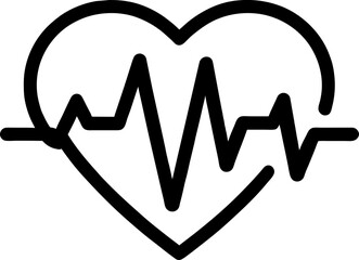 Heart rate and health conditions icon, Heart beat monitor pulse line art icon for medical apps and websites. breathing and alive sign red love heart. Heart in flat outline style.