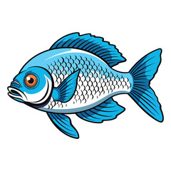 Fototapeta premium Colorful Aquatic Art: Electric Blue Acara Fish in 2D Illustration