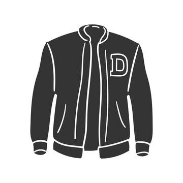 recommend clip art: College Jacket Icon Silhouette Illustration. Sport Clothes Vector Graphic Pictogram Symbol Clip Art. Doodle Sketch Black Sign.