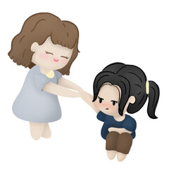 Woman aids person gets rid of depression, anxiety and stress. Friend or caregiver supports female.