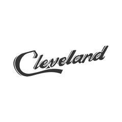 Cleveland, OH, USA Icon Silhouette Illustration. Badge City Vector Graphic Pictogram Symbol Clip Art. Doodle Sketch Black Sign.