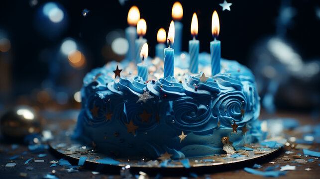 birthday cake with candle HD 8K wallpaper Stock Photographic Image
