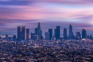 Fototapeta na wymiar Aerial view of downtown Los Angeles city skyline, 