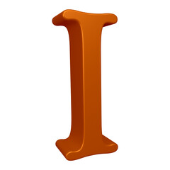 3D brown alphabet letter i for education and text concept