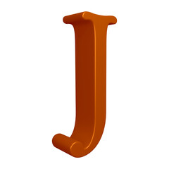 3D brown alphabet letter j for education and text concept