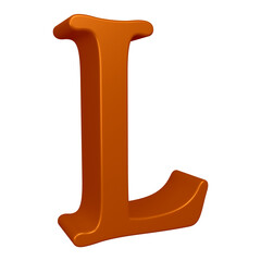 3D brown alphabet letter l for education and text concept