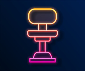 Glowing neon line Office chair icon isolated on black background. Vector