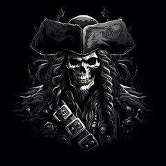 skull pirates tattoo design dark art illustration&nbsp;isolated on black